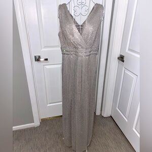 R&M Richards silver/ metallic gown